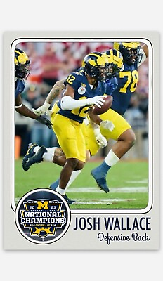 #ad Josh Wallace Custom Michigan Champions Football Card Limited Edition $9.49