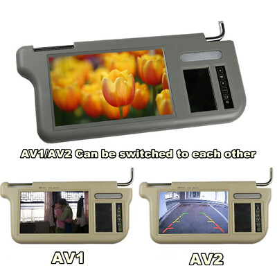 #ad 7quot; Video Sunvisor Rear View Mirror Screen LCD Monitor Touch Button 2 Channel 12V $88.42