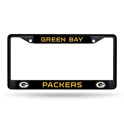#ad Green Bay Packers Black Chrome License Plate Frame $20.99