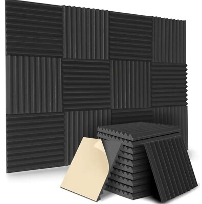 #ad 12 pcs 12quot;x12quot;x1quot; Black Acoustic Foam Panel Tiles Wall Record Studio Sound Proof $13.00