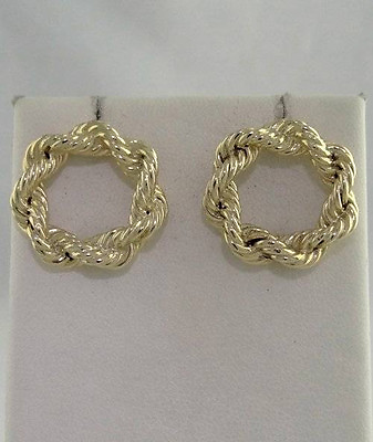 #ad LADIES 14K YELLOW GOLD CIRCLE ROPE SOLID NOT PEIRCED EARRINGS $559.00