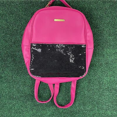 #ad Juicy Couture Fuchsia Pink amp; Black Sequins Nylon Faux Leather Backpack $28.97