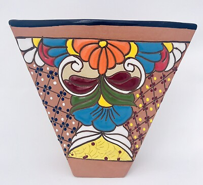 #ad Talavera Pottery Planter Vase Colorful Mexican Terracotta Flower Pot Textured $59.00