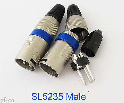 #ad 100pcs SL5235 XLR 3pin Male Microphone Mic Speaker Audio Connector w Blue Ring $90.36