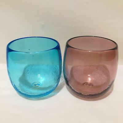 #ad Ryukyu Glass Blue Pink Tar 2 Piece Set $71.32