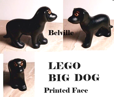 #ad LEGO Big Dog Lab Black Printed Face Belville RARE Worldwide Brown Soulfull Eyes $21.84