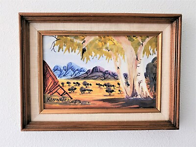 #ad ABORIGINAL ART Mid Century Watercolor Painting Hermannsburg by Kenneth Entata $215.00