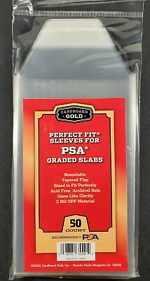 #ad 50x 1 Pack PSA Perfect Fit Resealable Graded Card Sleeves Cardboard Gold CBG $5.55