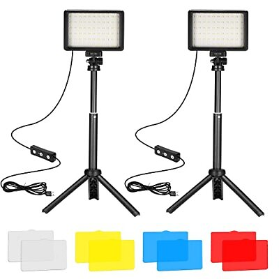 #ad 2x LED Video Light Photography Lighting Kit Dimmable w Tripod amp; Colored Filters $44.95