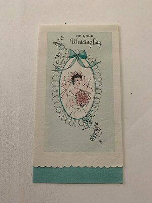 #ad Vintage 1950#x27;s On Your Wedding Day Forget Me Not Greeting Card Bride $10.00