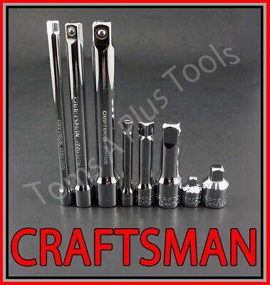 #ad CRAFTSMAN TOOLS 8pc 1 4 3 8 1 2 ratchet wrench socket extension adapter set $25.19