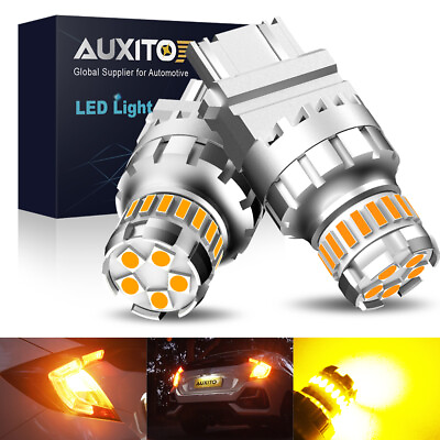 #ad AUXITO 3157 Yellow Amber Turn Signal Parking Blinker LED Light Bulbs T25 Canbus $12.91