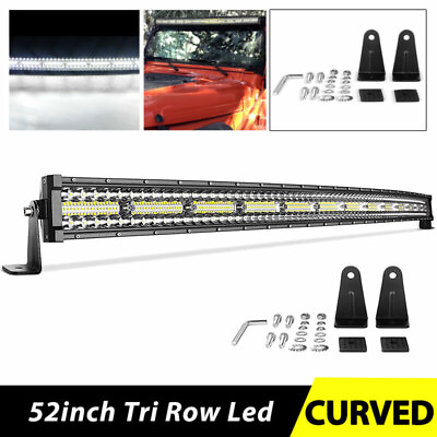 Curved 52quot;inch 2176W Tri Row LED Light Bar Flood Spot Combo Offroad Driving Lamp $67.99