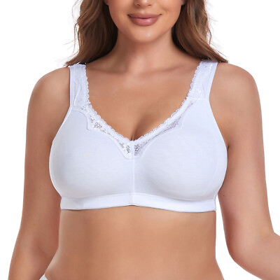 #ad Women#x27;s Cotton Plus Size Bra Everyday Wirefree Unlined Full Coverage Non Padded $14.28