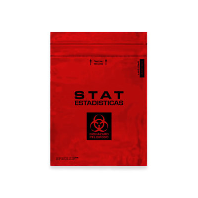 #ad 2 Pocket Zip Closure Biohazard Specimen Bags 8quot; x 10quot; Opaque Red • STAT 1000 pk $153.00