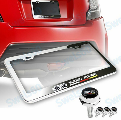 #ad For MUGEN License Plate Frame With Caps Set For Honda Stainless Steel Rust Free $48.29