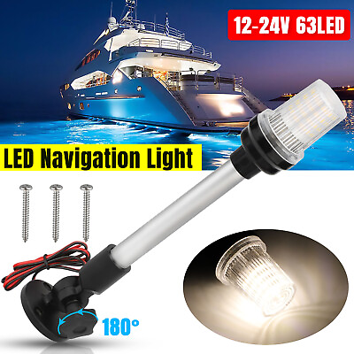 #ad 12quot; Marine Boat White LED Navigation Light Fold Down Stern Anchor Pole Lamp 3NM $22.98