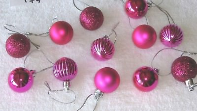 #ad Rose Red Combo Mini Ornaments Christmas Non Shatter Balls Shiny Glitter Sat Rib $9.95