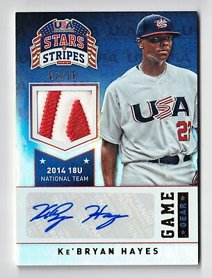 #ad 2015 Stars amp; Stripes Game Gear RC PATCH AUTO Ke#x27;Bryan Hayes #54 Autograph 10 $104.00