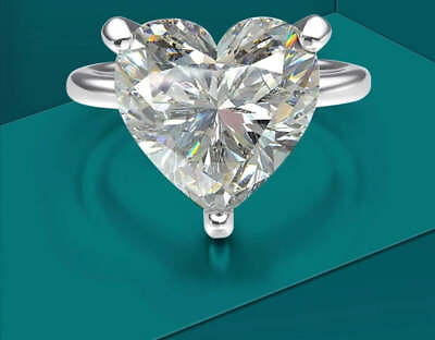 #ad Elegant Sparkling 4CT VVS1 D Romantic Heart Moissanite Ring GRA Certificate $45.99
