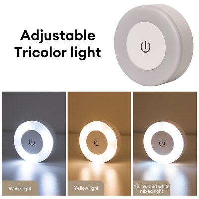 #ad Circular LED Touch Light Mini Night Lights LED Puck Portable Battery Operated $9.11