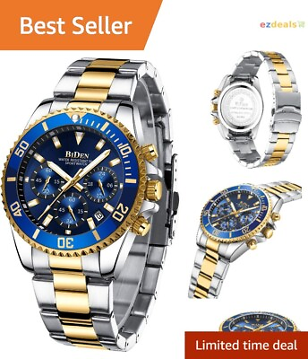 #ad Mens Chronograph Watch Multifunction Design Stainless Steel Band Waterproof $48.99