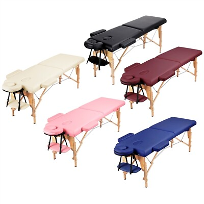 #ad Wooden Massage Table Adjustable Portable Spa Table Lashing Bed Tattoo Table Bed $99.99