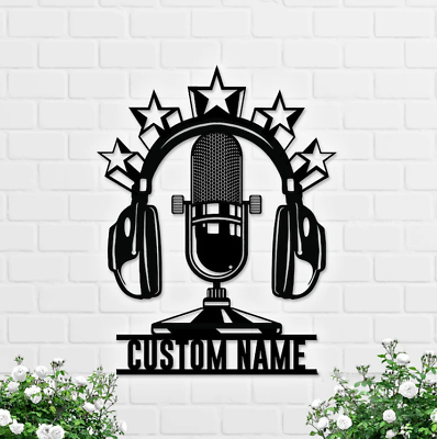 #ad Custom Music Audio Studio Metal Wall Art Personalize Microphoned Headphones $28.99