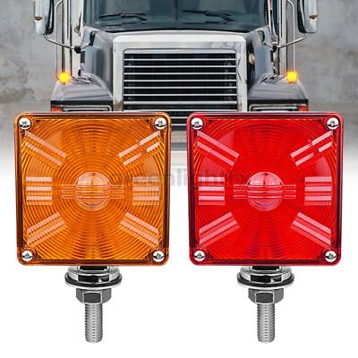 #ad 2X LED Dual Face Red Amber Marker Fender Lights Brake Turn Signals Truck Trailer $30.98