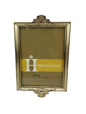 #ad Heirloom Hollywood Regency Ornate Metal Gold Tone Photo Frame 4 1 2 x 6 in $19.95