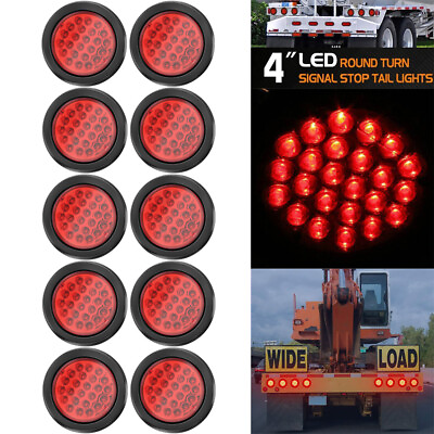 4quot; Inch Round LED Truck Trailer Stop Turn Tail Brake Lights Waterproof 24 LED $38.88
