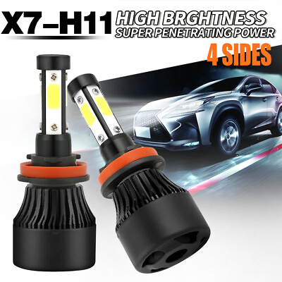 #ad H11 LED Headlight 6000K 2240W 336000LM 4 Side Kit Low Beam Bulbs High Power Bulb $11.99