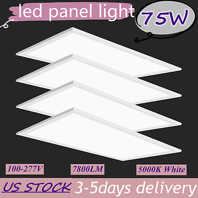 #ad 4x2FT LED Flat Panel Troffer Light 75W 7800LM Drop Ceiling Light 5000kETL4PCS $237.59