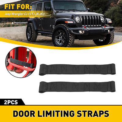 #ad 2x Black Duty Heavy Door Limiting Check Strap For Jeep Wrangler CJ YJ TJ JK JKU $11.99