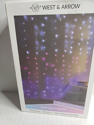 #ad WEST amp; ARROW Curtain Lights 96 LED Pink Ombre 8 New Light Modes USB or Battery $11.50