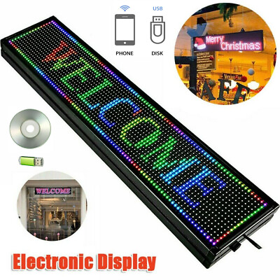 #ad Outdoor LED Sign Programmable Scrolling Message Display Board 40quot; x 8quot; 7 Color $72.20