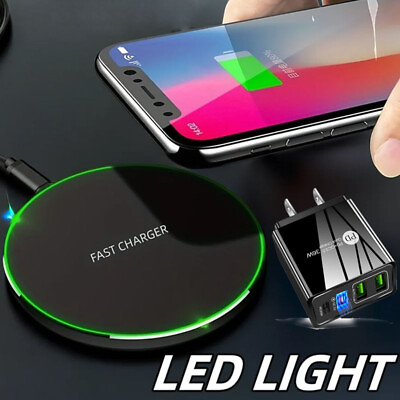 #ad NEW Wireless Fast Charger Charging Pad Mat For Samsung Note 20 Ultra Note 10 9 $9.59
