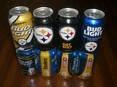 #ad 8 STEELERS BUD LIGHT BEER CANS 2011 2012 2013 2014 2015 2016 2017 2018 $35.00