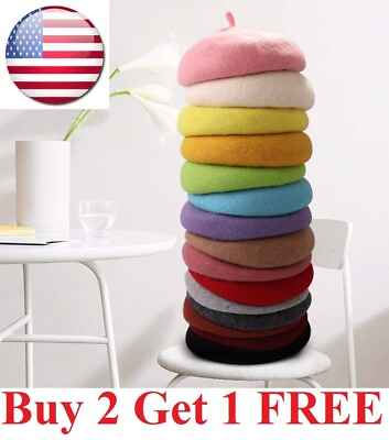 #ad Thick Women Kids Winter Warm Beret Hat Vintage French Soft Wool Cap Beanie Hat $8.95