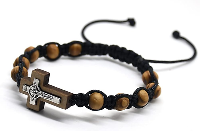 #ad Rope Fashion Wooden Beads Cross Bracelet Faith Prayer Handmade Catholic Jewelry $14.01