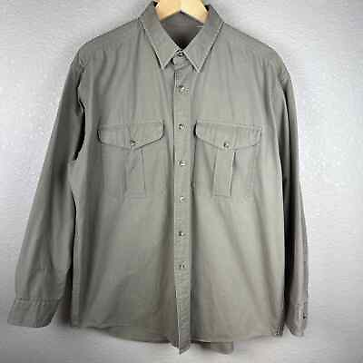 #ad Vintage CC Filson Long Sleeve Button Up Shirt Size XL Khaki Mid Cotton Canvas $69.99