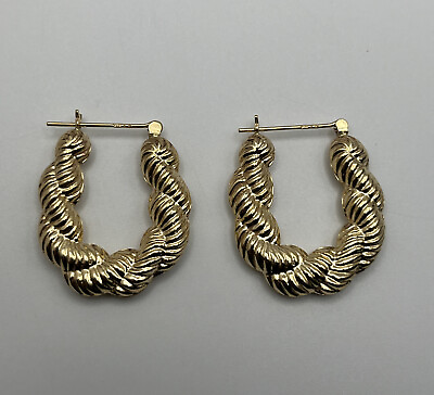 #ad 14k Gold Twisted Rope Hoop Earrings $231.75