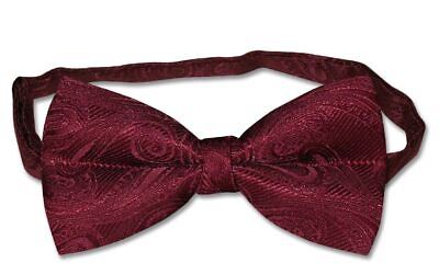 #ad COVONA Men#x27;s BOW Tie Solid BURGUNDY Color PAISLEY Mens BOWTIE for Tux or Suit $7.95