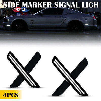 #ad For 2010 2014 Ford Mustang Smoked Lens Front amp; Rear LED Side Marker Lights 4PCS $28.79