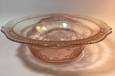 #ad Federal Glass Patrician Pink Spoke Pink Depression Glass 9” Lg. Fruit Bowl $25.00