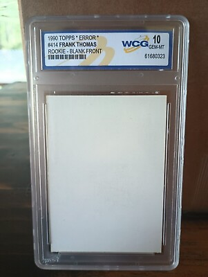 #ad 1990 Frank Thomas Rookie Card Blank Front Graded WCG 10 Scarce Error Card $299.00