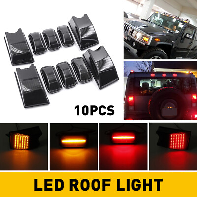 #ad 10x Red Amber Cab LED Roof Top Lamp Marker Smoke Light For Hummer H2 2003 2009 $94.09
