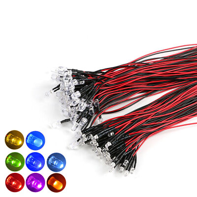 #ad 3mm 5mm Prewired LED Diode Light Red Yellow Blue Green White Pink Purple 5 12V $24.93