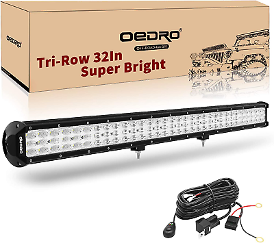 #ad LED Light Bar 31Inch 697W Tri Row Spot Flood Combo Led Work Light $94.99