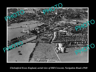 #ad OLD POSTCARD SIZE PHOTO CHELMSFORD ESSEX ENGLAND AERIAL VIEW HILL CRES c1940 AU $7.00